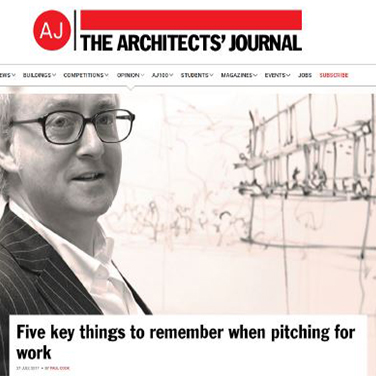 Paul Cook offers his top five pieces of advice to architects when pitching for work 